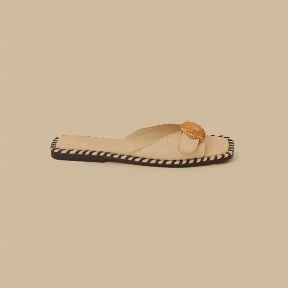 FARM Rio Cream and Gold Slide Sandals